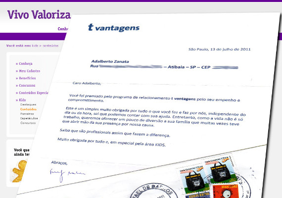 Premia&ccedil;&atilde;o oferecida em 2011 por Suely Barbieri, Gerente de Relacionamento da TVA (atual Vivo TV), ao nosso colaborador Adalberto Zanata, por inova&ccedil;&otilde;es, empenho e comprometimento na entrega de novas funcionalidades.